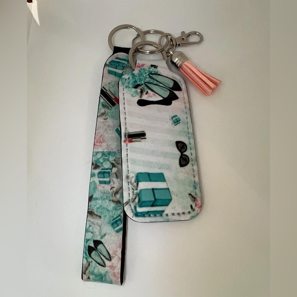 handcrafted Accessories - Breakfast at tyfanies lip gloss with keychain holder purse dangle